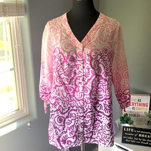 JUST MY SIZE 1X pink and purple blouse!